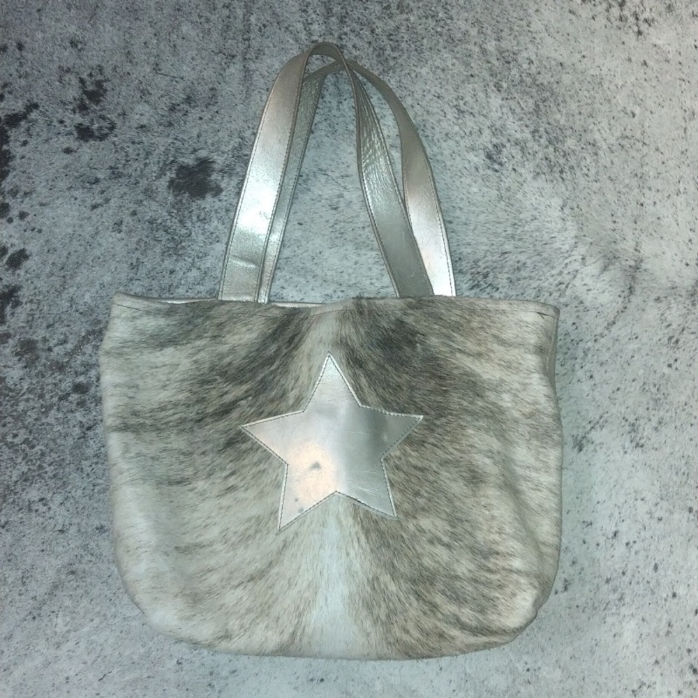 Lynn Tallerico Bridgett Tote Hair on Hyde Handbag Platinum Leather